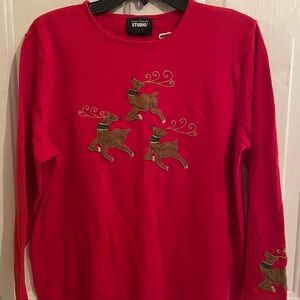 Vintage Studio Joy  Red Reindeer Shirt